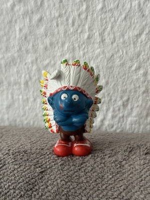 Vintage Schleich Indianer-Schlumpf (Nummer 20144) von Peyo aus dem Jahr 1981