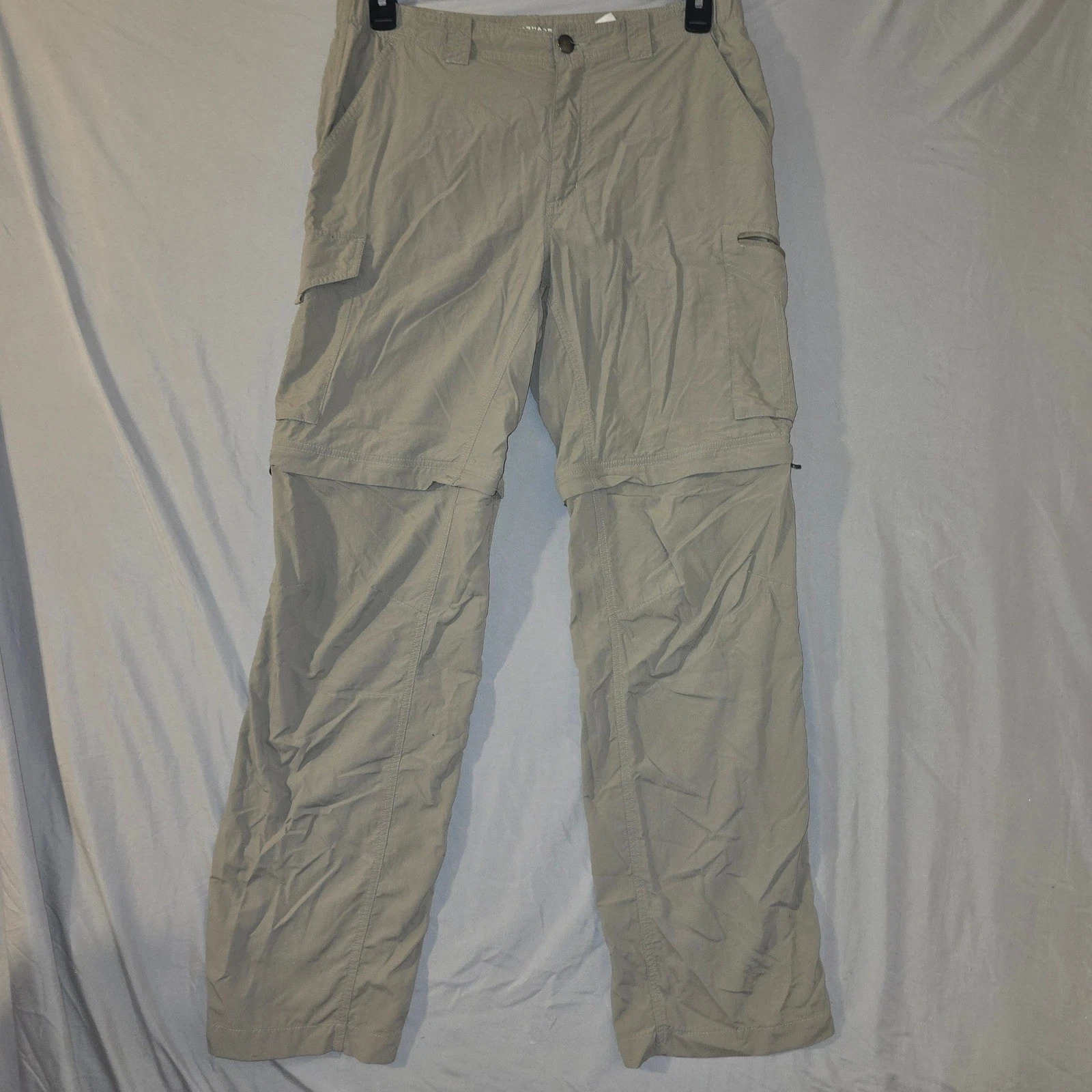 Columbia Convertible Cargo Pants 34x32 Mens Khaki LTWT Omni-Shade Hiking Zip Off
