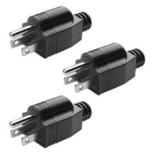 Electrical Replacement Plugs Male End Extension Cord 125V 15A 2Pole Black