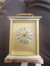 Gold Tone Carriage Clock Swiss Quartz Scholer Movement Roman Numerals Handle