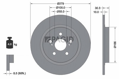 2x PAGID Bremsscheibe voll Ø279mm für Toyota Urban Cruiser _P1_ Lexus CT ZWA10_