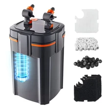 VEVOR 396GPH Canister Filter External Aquarium w/ Timed Light for up 125 Gallon