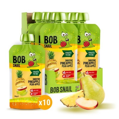 Bob Snail Smoothie Ananas-Birne-Apfel | 120g | Quetschbeutel | 10 er Packung