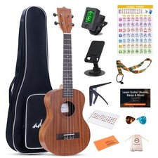 Ukulele Beginner Kit Mahogany Hawaiian Wood Ukelele Bundle Ukalalee Set with ...
