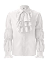 Medieval Renaissance Shirt for Men, Victorian Ruffle Front Pirate Costume Top US