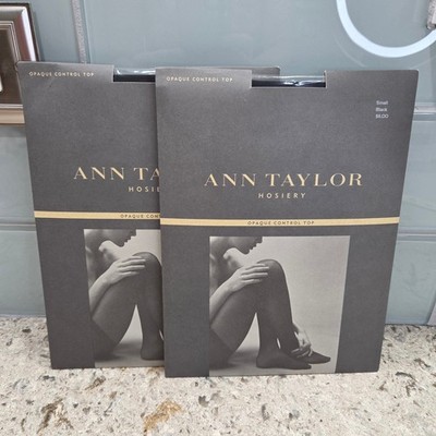 Ann Taylor Hosiery 2 Pack Black Opaque Control Top Tights Small NIP