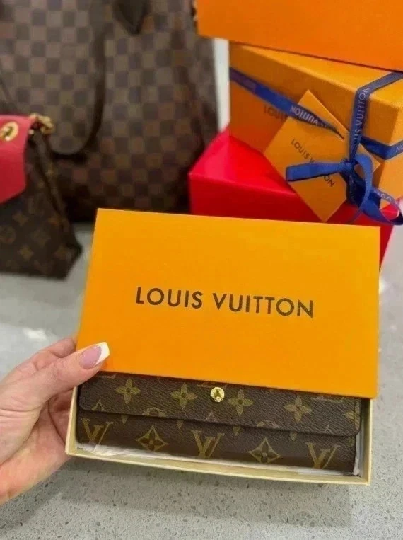 Louis Vuitton Cartera Sarah Monograma Larga Marrón Auténtica Foto 4 de 4