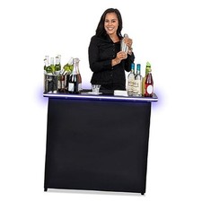 GoBar Portable Bar Table for Events - Black, 3 Skirts, or LED - Led Black Skirt
