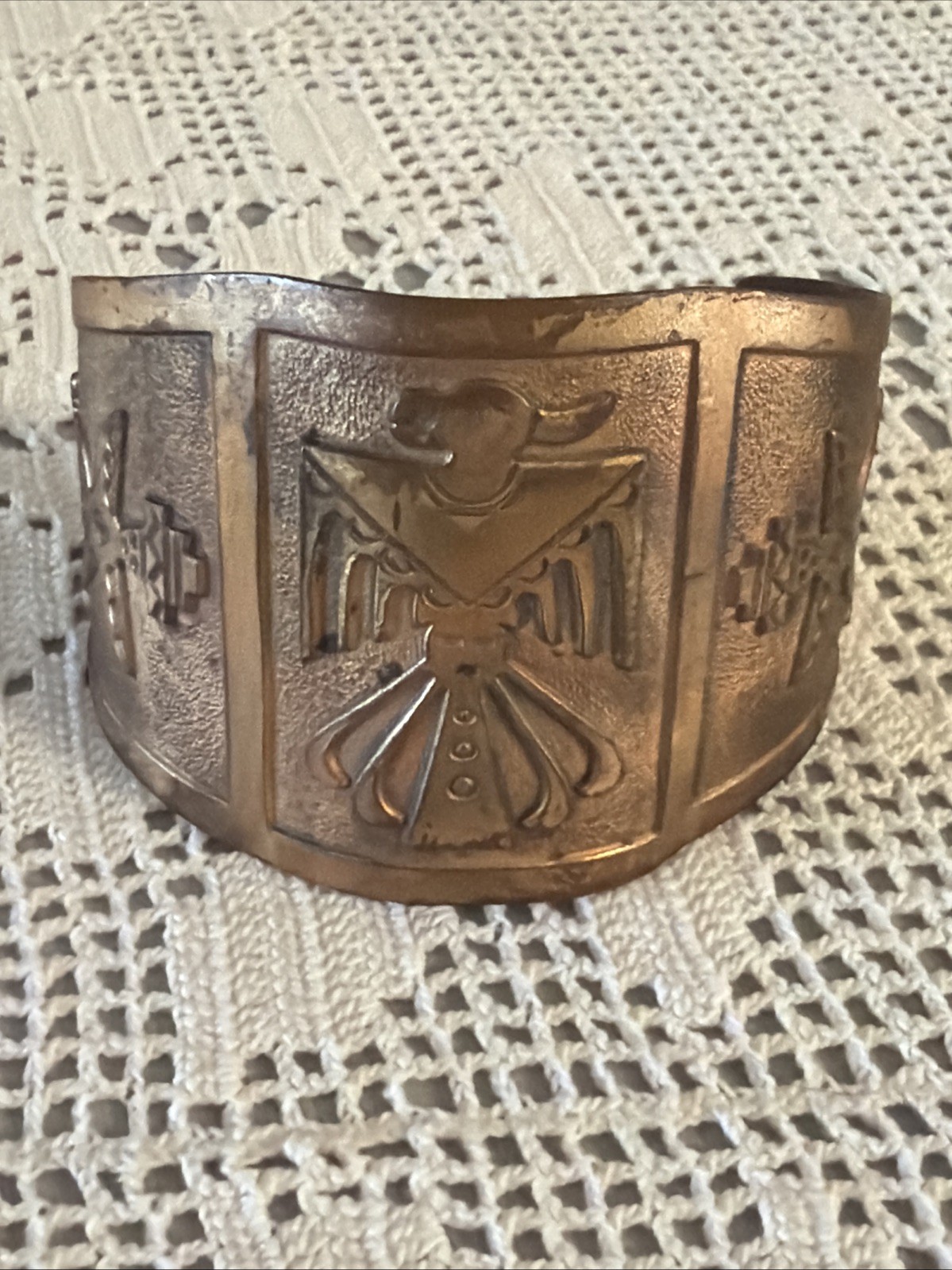 Vintage  Solid Copper Thunderbird Cuff Bracelet, - image 1