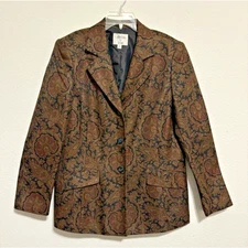 Vintage Blazer Brown Jacquard Design Collections for Le Suit Womens Size 16