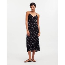 NWT Madewell The Layton Midi Slip Dress In Black Size 0