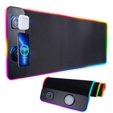 Wireless Charging RGB Gaming Desk Mat/Mouse Pad, 31.49" x 11.81" Non-Slip Rubber