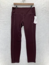 RBX Pants Womens XL Burgundy Red High Rise Ribbed Yoga Leggings Pockets Gym NWT