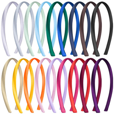 SIQUK 18 Stück Satin Stirnbänder 1Cm Haarreifen Satin DIY Rutschfestes Stirnbänd