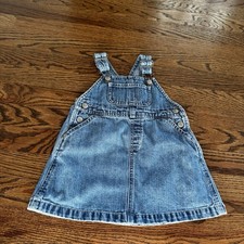 Vtg Toddler Girls Baby Gap Overalls Shortalls Denim Dress Jumper 12-18 Months