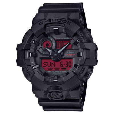 Casio G-Shock Matte Black and Red Ana Digi World Time Watch GA-700BBR-1A