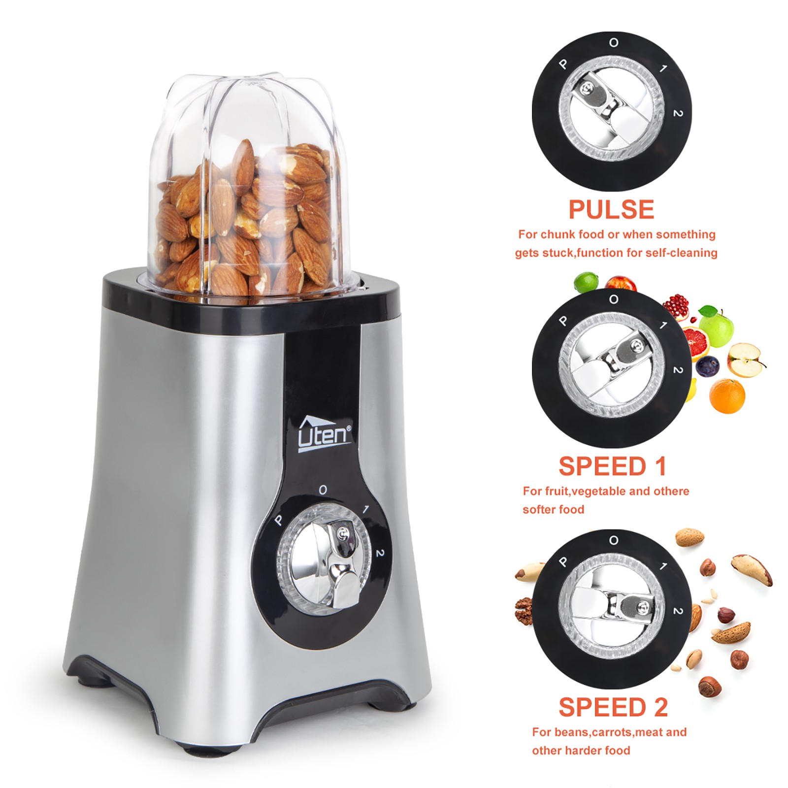 Uten Kitchen Blender Set -3-Mode for Smoothies, Drinks, and Grinding Seasonings alternate view 3
