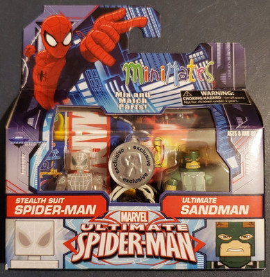 2015 Mini Mates Marvel Stealth Suit Spider-Man Ultimate Sandman Toys R Us...
