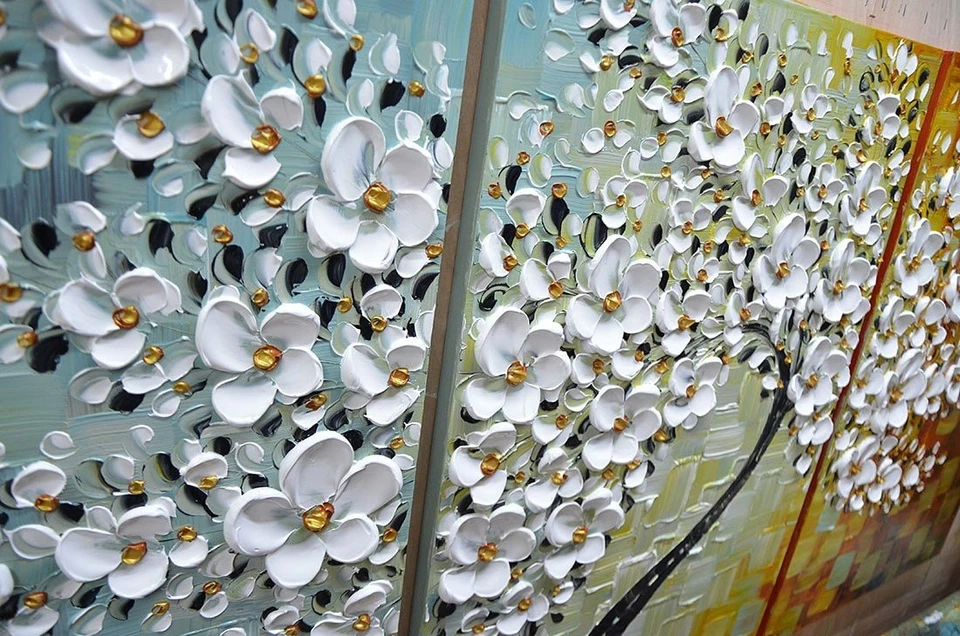 Arte, 24x36 pulgadas x 3 pinturas pintura al óleo pintura a mano 3D pintada a mano sobre lienzo abstracto... Foto 3 de 4