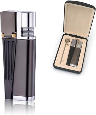 Foldable Lighter Multi-Purpose 2 in 1 Slant Jet Soft Flame Open Black 