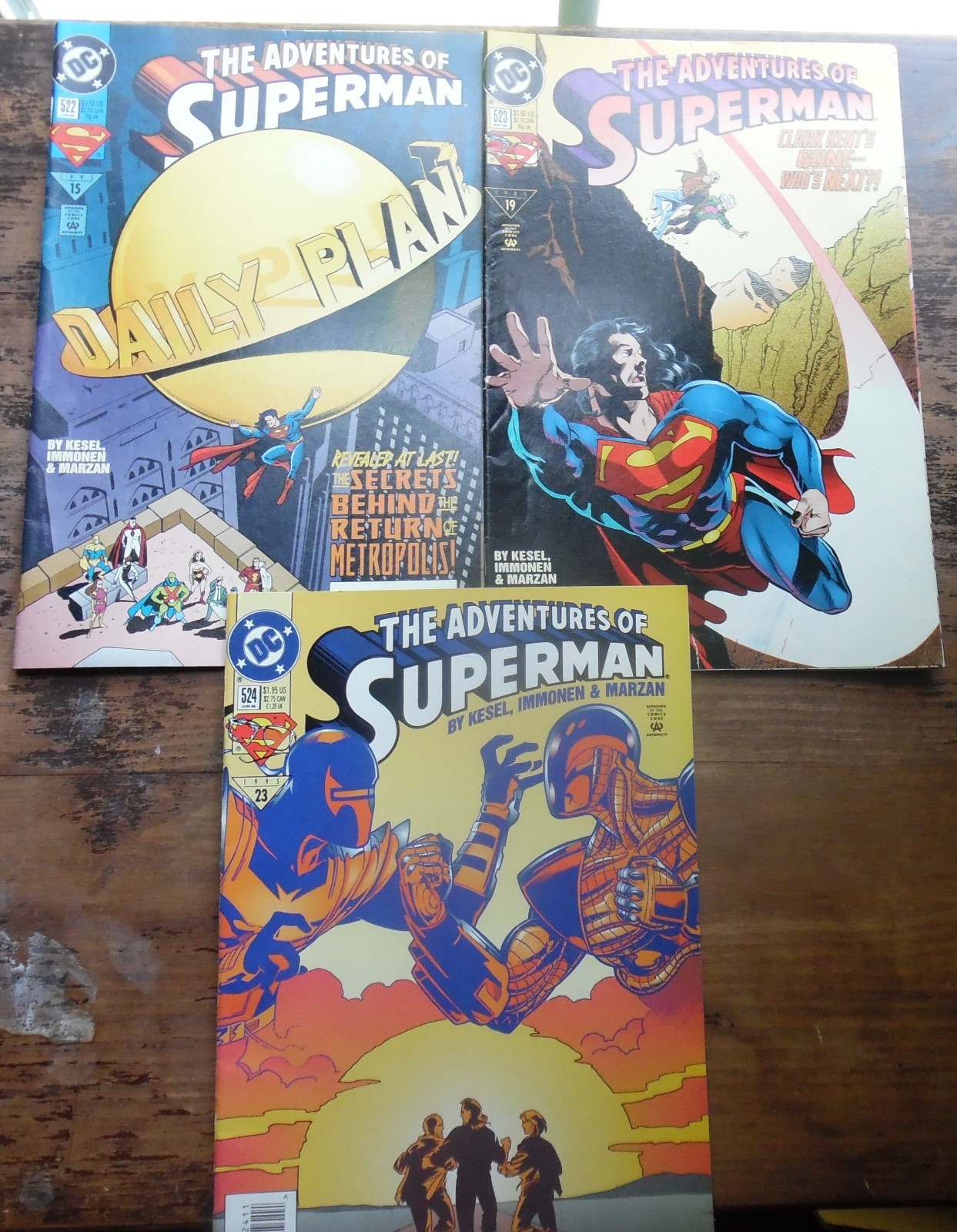 The Adventures of Superman 3 sequential DC (522, 523, 524)1995 VG+