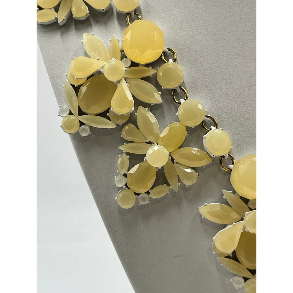 J. Crew Cream White Gold ToneAcrylic Cluster Fan Bib StyleStatement Necklace - Image 3 of 4