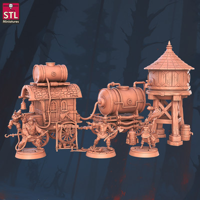 r63 Feuerwehr Set 32mm Fantasy Minis - STL Miniatures
