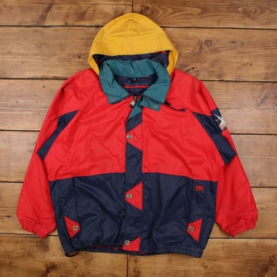 Vintage Helly Hanson Windbreaker Jacket 2XL 90s Colour Block Sailing Red