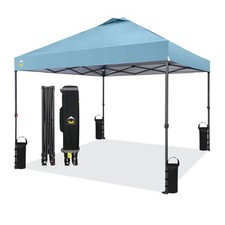 Crown Shades 10x10ft Instant Canopy Tent, Portable Outdoor Shelter, Cyan Used 