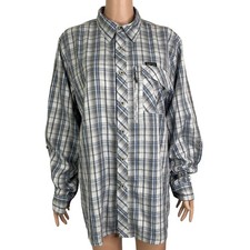 Wrangler Outdoor Shirt Plaid Mens Large Blue Button Front Regular Fit