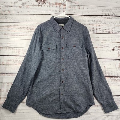 Outerknown Transitional Flannel Utility Shirt Medium Blue Heather Organic Cotton