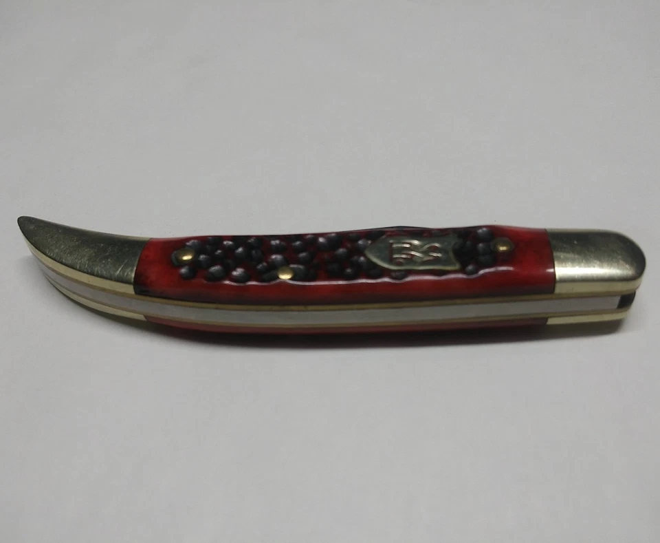 Navaja de bolsillo vintage Kissing Crane Robert Klaas palillo de dientes hueso rojo KC6115RD Foto 4 de 4