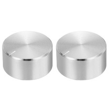 2pcs Potentiometer Knob Knurled Shaft Silver Tone Aluminum Smooth 26mmx13mm