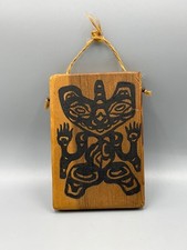HAIDA Tribe Bear Wood Wall Plaque Hanging Hand Painted J.R.B. Alaska Vintage