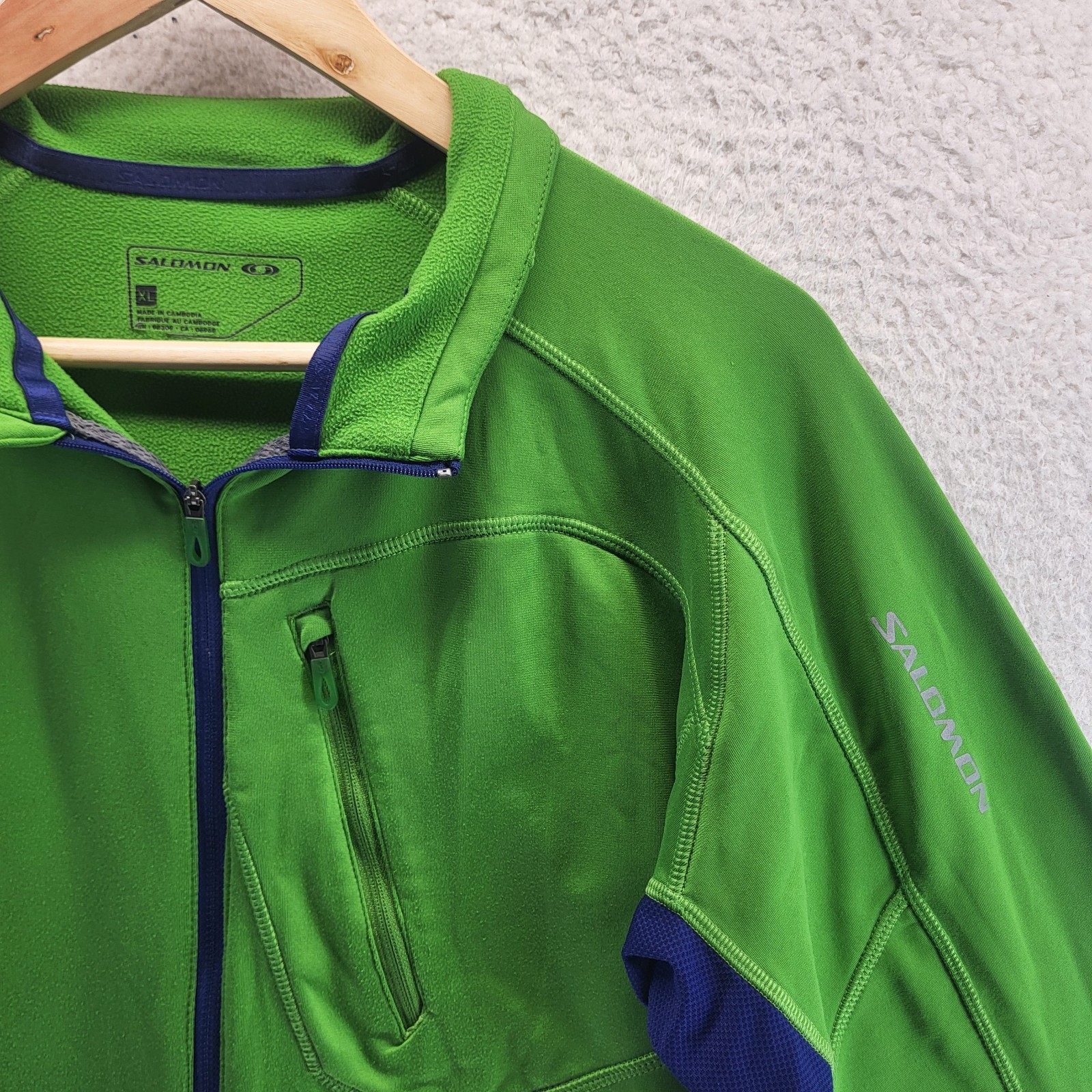 Maglione Salomon ActiTherm verde blu full zip pullover felpa performance uomo XL