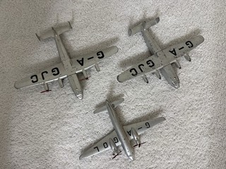 Vintage Lot Of Dinky Toy Planes #704 Viking 3ea