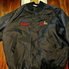 VTG West Ark Jacket Mens Large Black Bomber Snap Made In USA USAF BOOM Operator