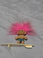 Russ Berrie Troll Doll With Surf Board 4" Tall