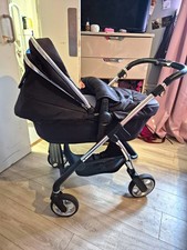 Silver Cross Black Single Pushchair From Birth Reversible Carrycot & Seat Unit