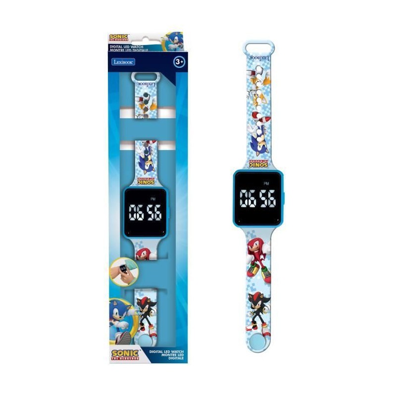 Montre LED connectée Sonic Lexibook pour enfant avec bracelet bleu ajustable
