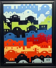 Oil on canvas painting by Tunisian artist N&eacute;jib Belkhodja (1933&ndash;2007).