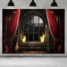 8x6FT Halloween Night Window Haunted Scary Mansion Photo Backdrop Hallowmas