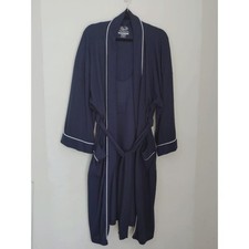 Fruit of the Loom Mens Navy Blue Waffle Knit Belted Robe Lounge Sleep One Size