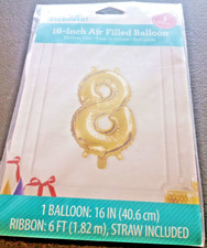 Way To Celebrate Gold Number 8 Balloon 16" Air Filled Helium Free Birthday Party