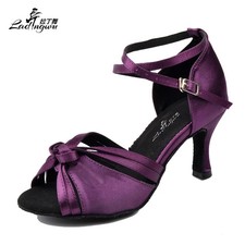 Purple Latin Sandals Women Salsa Dancing Shoes Soft Bottom Ballroom High Heel