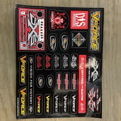 DRAXXUS,V-FORCE,DXS  PAINTBALL STICKER SHEET New Rare vintage 