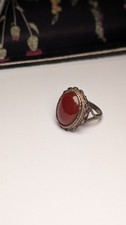Vintage Sterling Silver 1990 Orange Carnelian Ring | Size L | 925 Silver