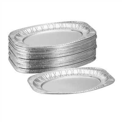 Servierplatten Alu Aluteller Partyplatten Catering Platten Tropfschale 40er Set