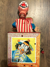 Vintage 1960s Matty Mattel Clown Jack In The Box Tin Toy Wind Up toy