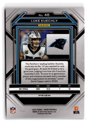 2022 Panini Prizm Luke Kuechly #46 Red White and Blue Carolina Panthers - Picture 2 of 2